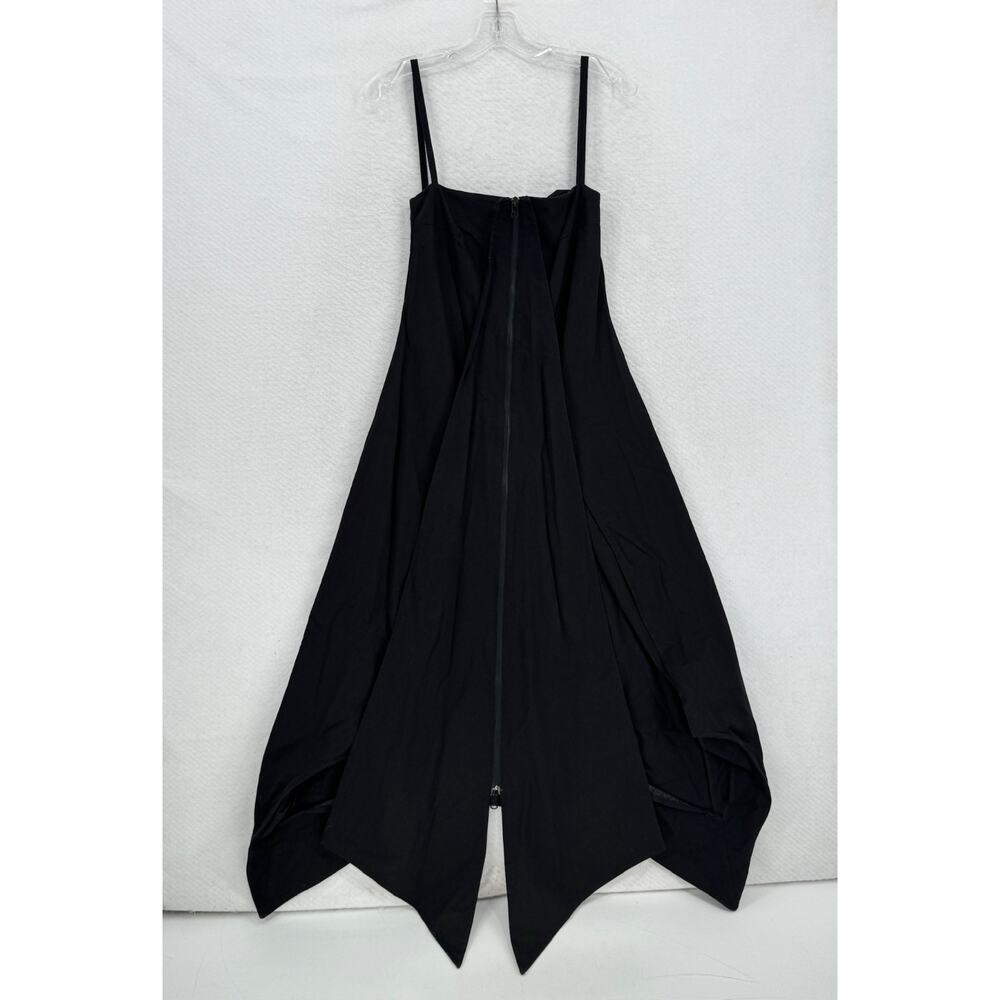 Maria Ke Fisherman Black Woven High Side Slits Asymmetric A Line Dress Sz XS/S
